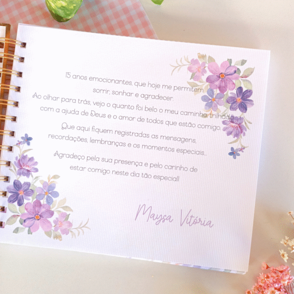 Caderno de Assinaturas e Mensagens 15 anos