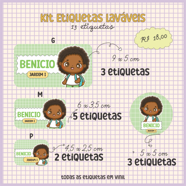 Kit Etiquetas Escolares Laváveis