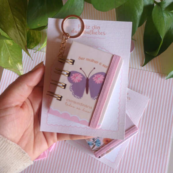 Chaveirinho mini caderninho Dia da Mulher