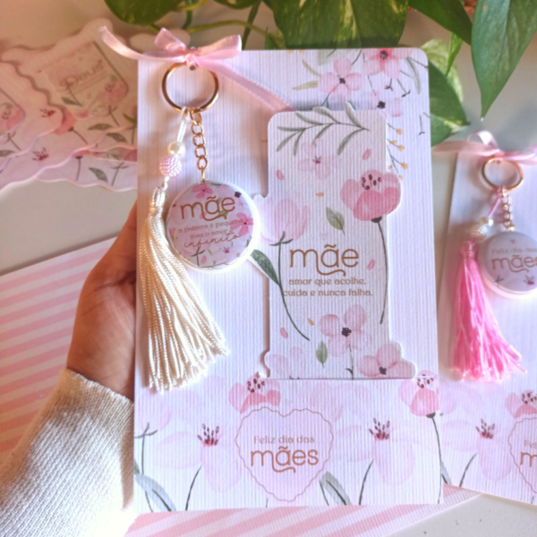 Kit Chaveiro duplo e Marcador de páginas Dia das Mães